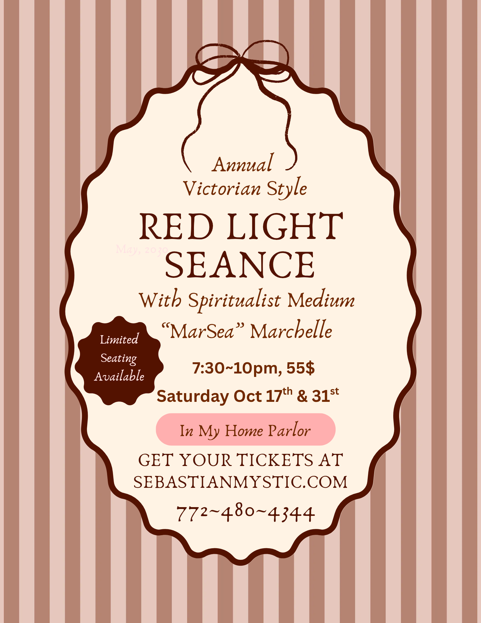 Annual Red Light Seance flyer with Spiritualist Medium MarSea Marchelle